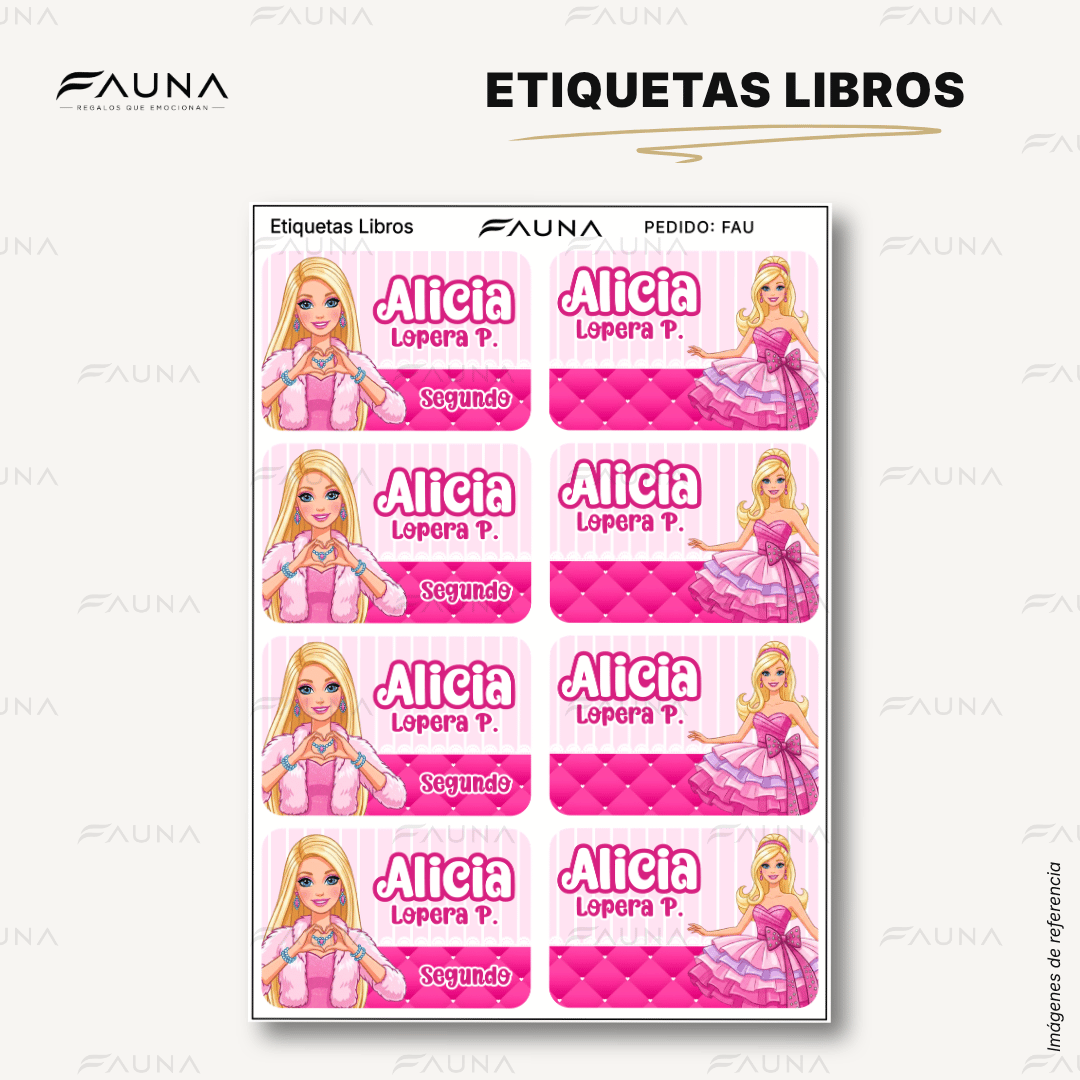 Muñeca Glam 🩷 - Etiquetas Escolares Premium Personalizadas