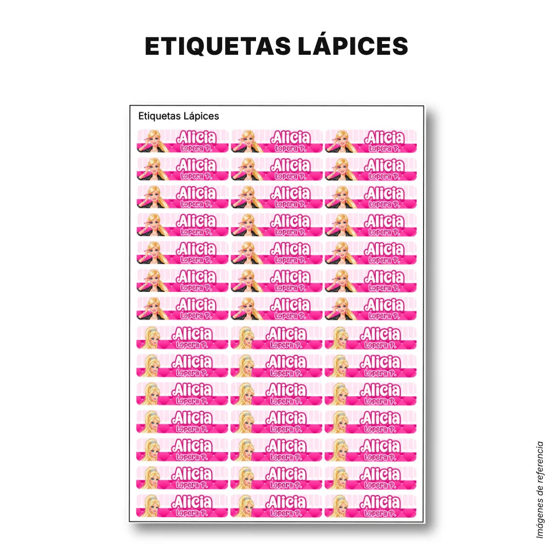 Muñeca Glam – Etiquetas Escolares Personalizadas