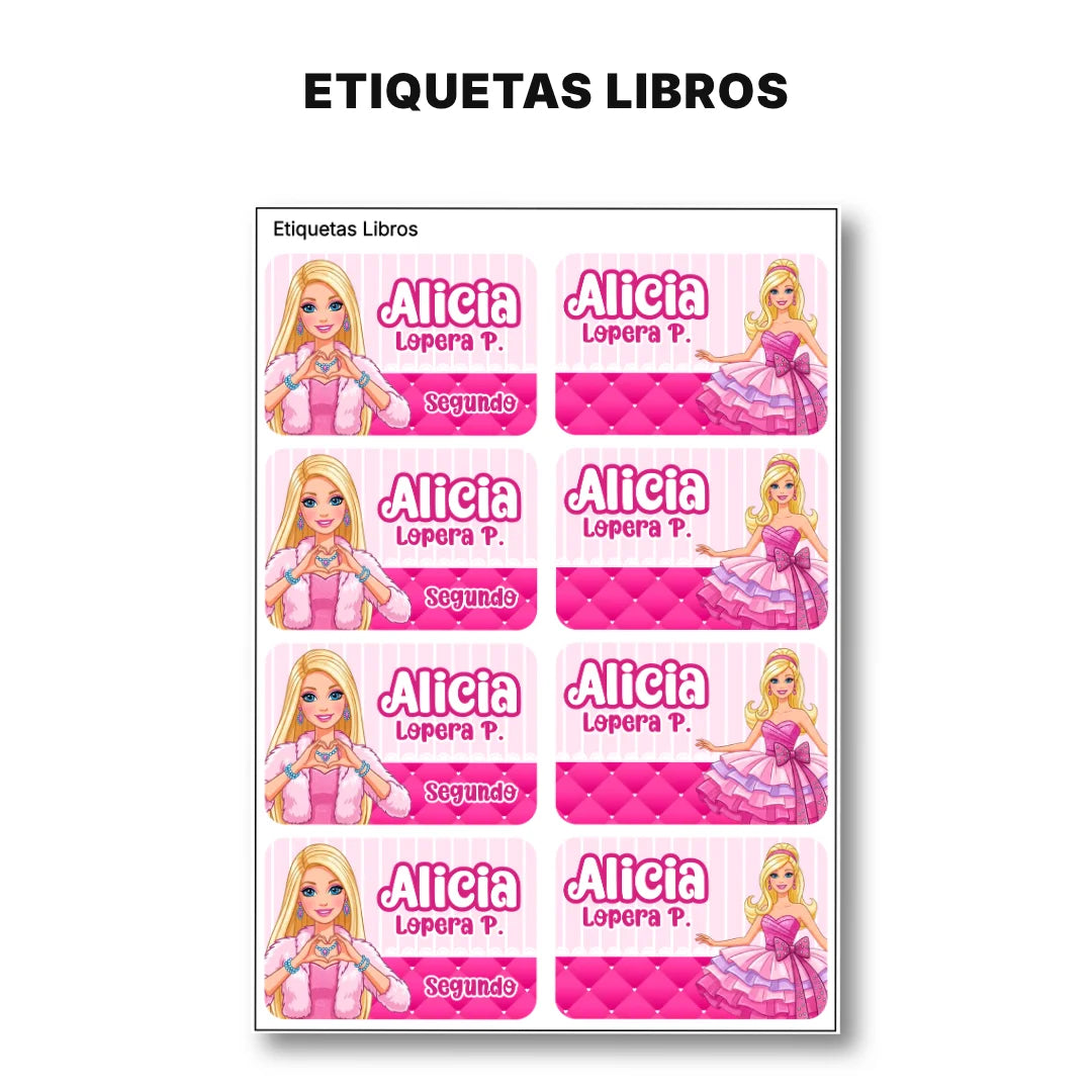 Muñeca Glam – Etiquetas Escolares Personalizadas