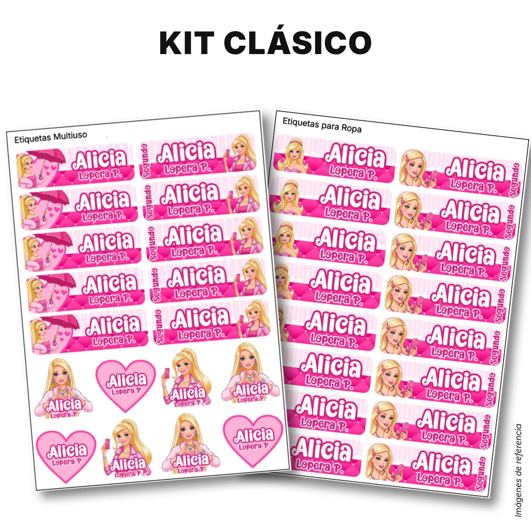 Muñeca Glam – Etiquetas Escolares Personalizadas