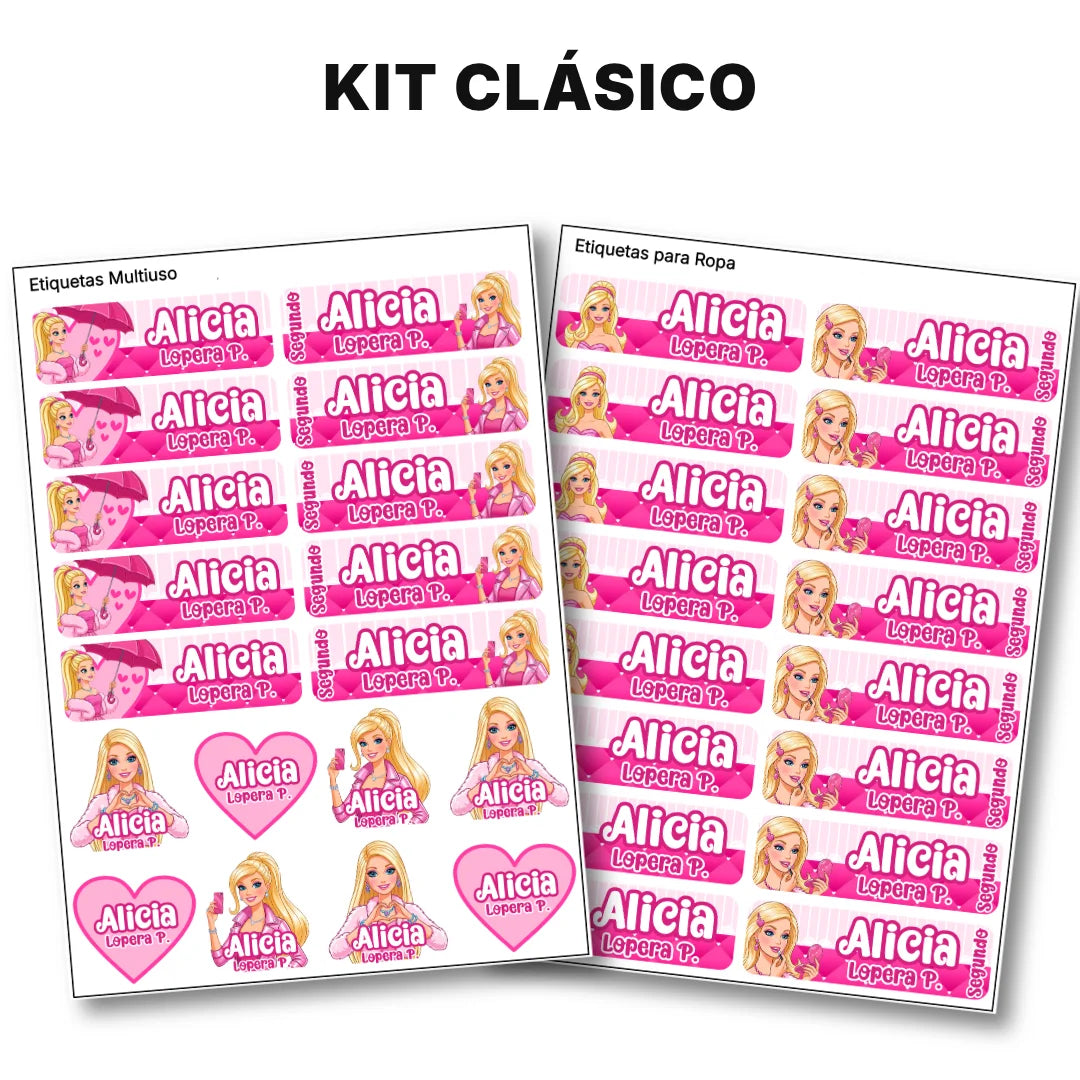 Muñeca Glam – Etiquetas Escolares Personalizadas