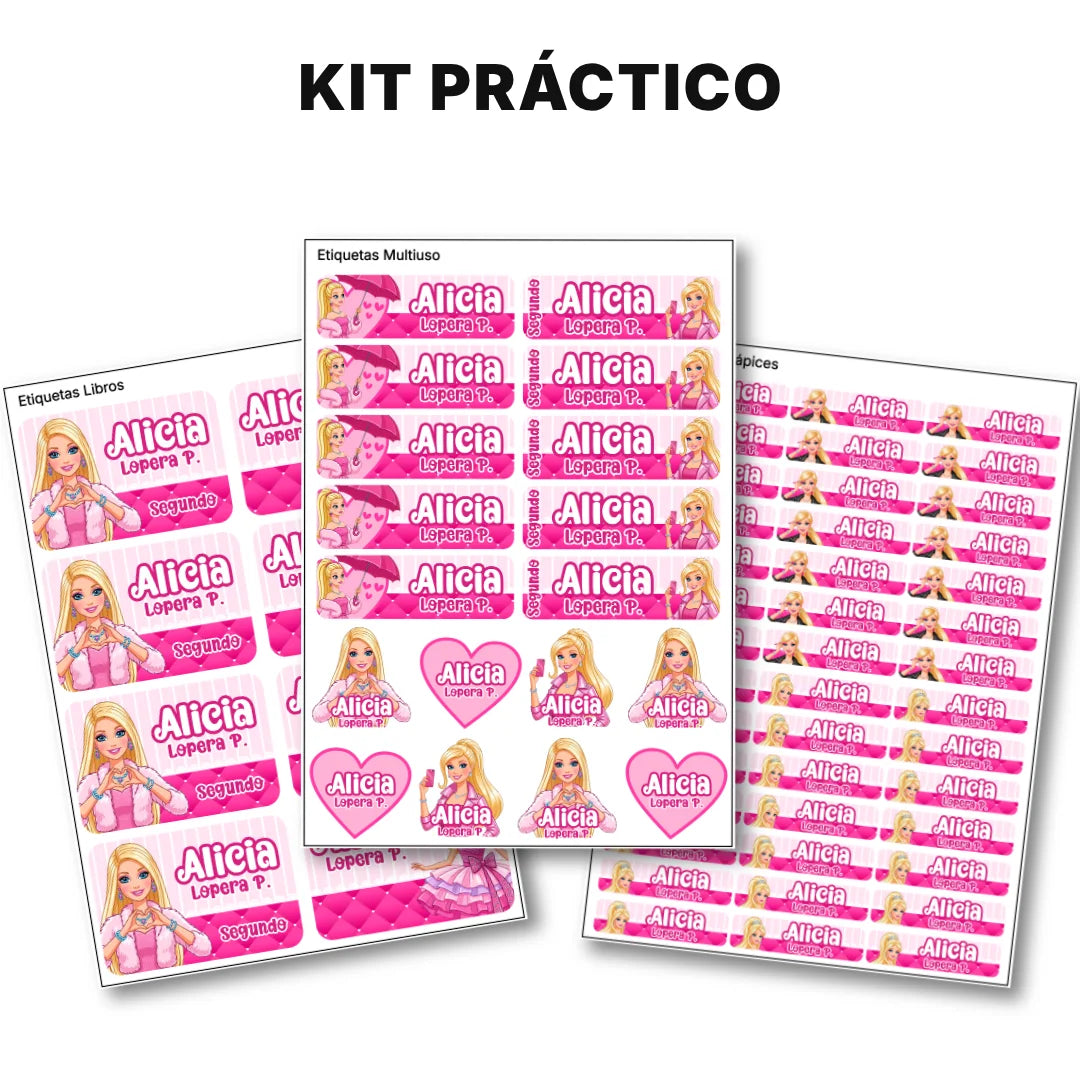 Muñeca Glam – Etiquetas Escolares Personalizadas