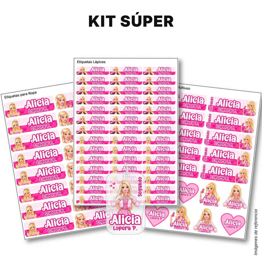 Muñeca Glam – Etiquetas Escolares Personalizadas