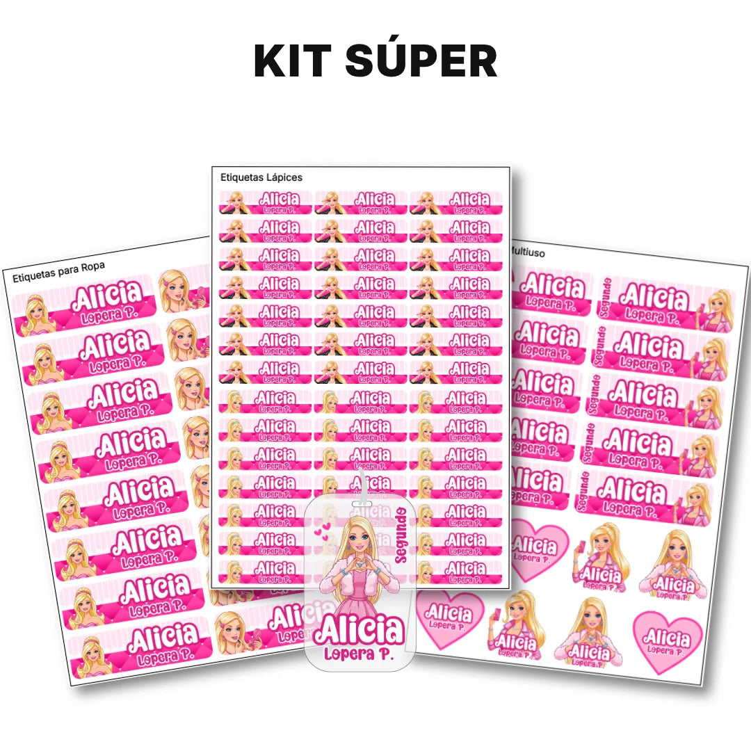Muñeca Glam – Etiquetas Escolares Personalizadas