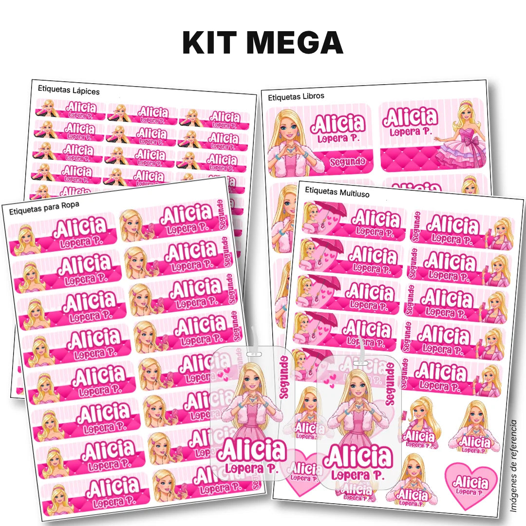 Muñeca Glam – Etiquetas Escolares Personalizadas