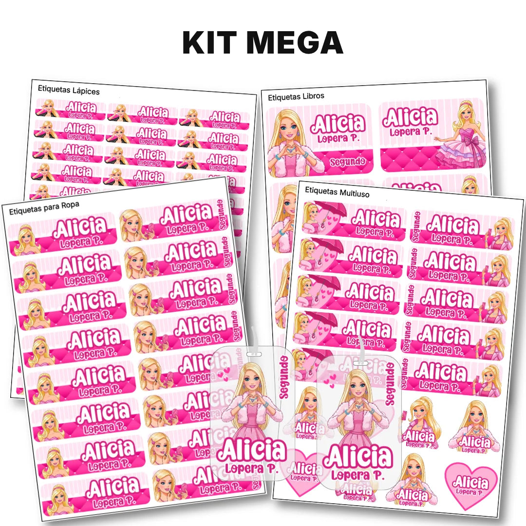 Muñeca Glam – Etiquetas Escolares Personalizadas