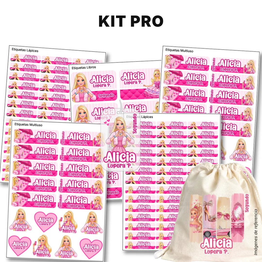 Muñeca Glam – Etiquetas Escolares Personalizadas