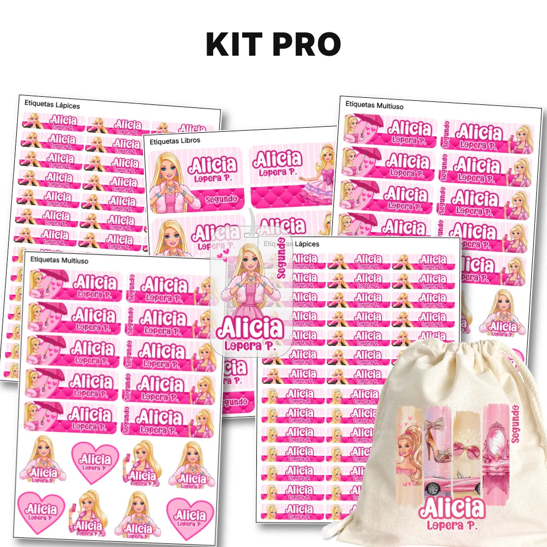 Muñeca Glam – Etiquetas Escolares Personalizadas