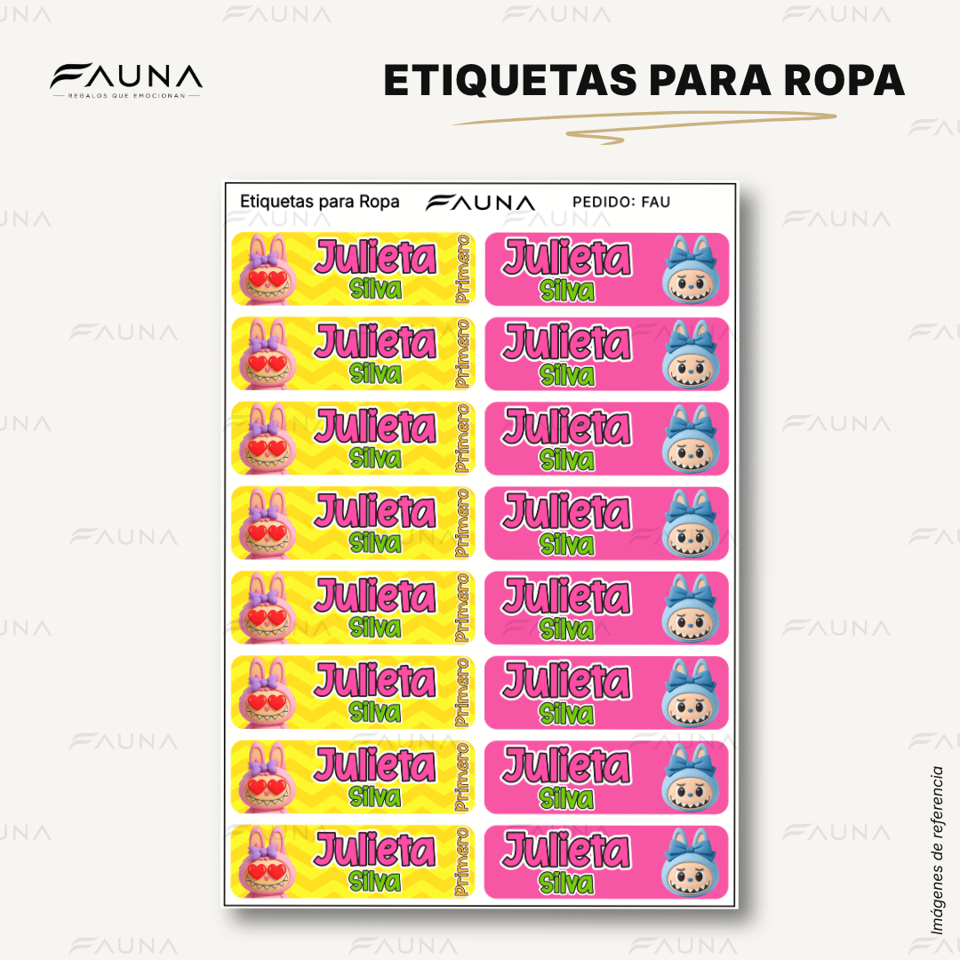 Muñeca Kawaii Colorida 🌈 - Etiquetas Escolares Premium Personalizadas