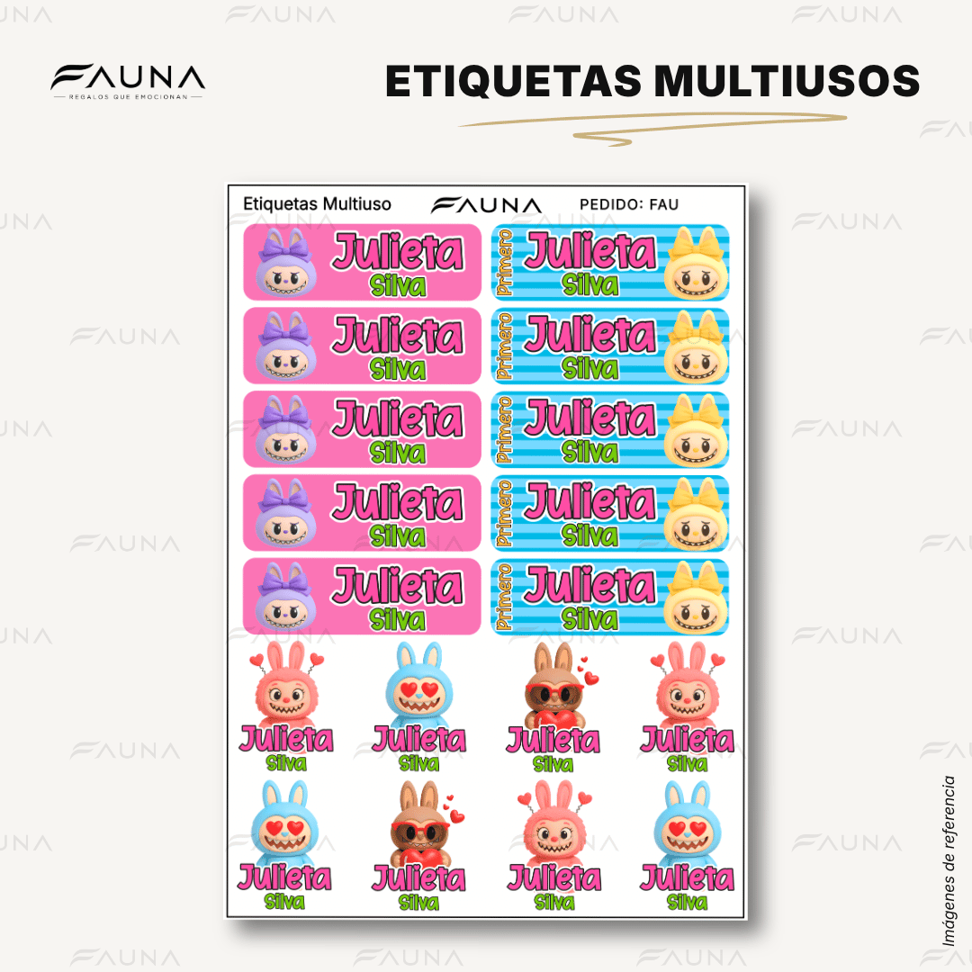 Muñeca Kawaii Colorida 🌈 - Etiquetas Escolares Premium Personalizadas
