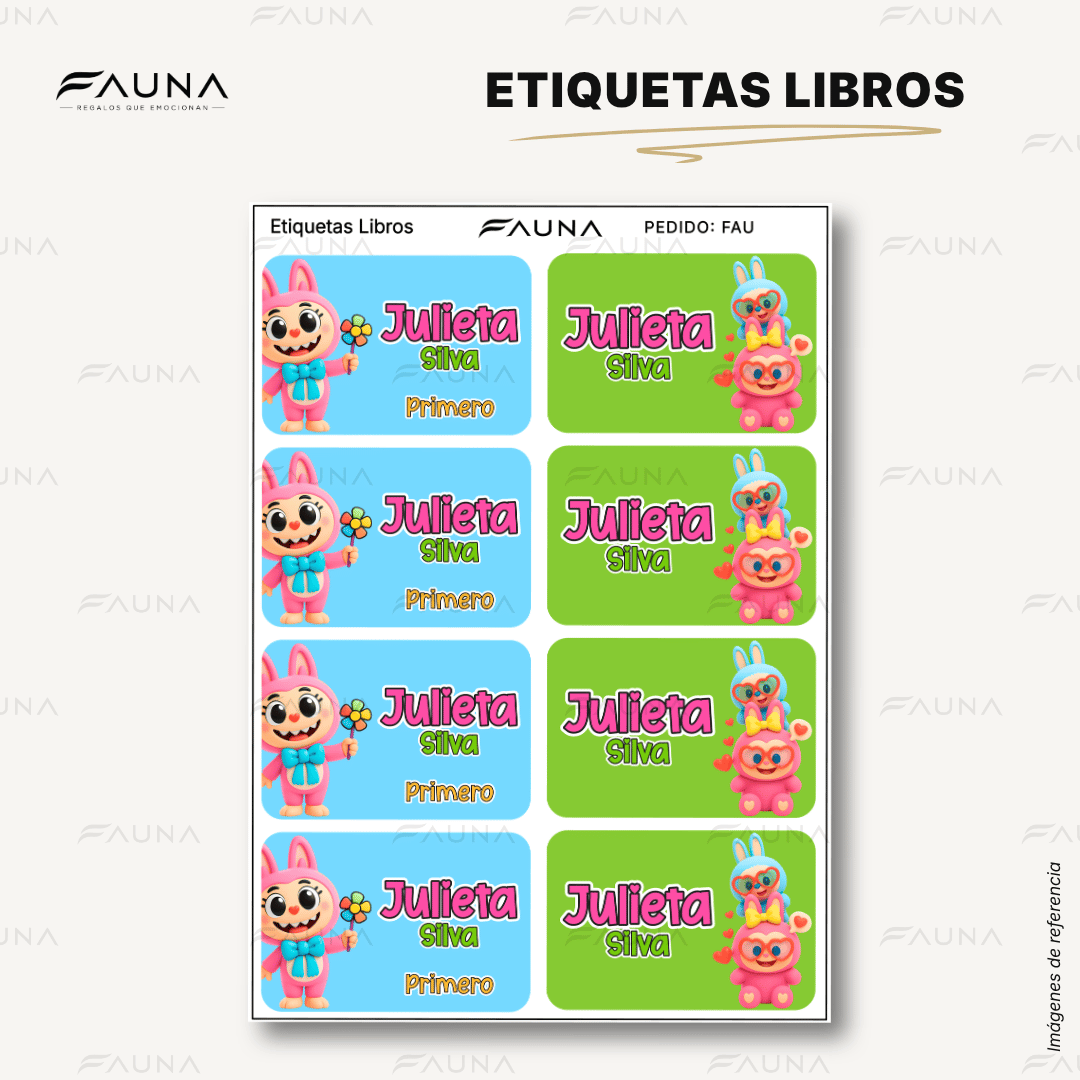Muñeca Kawaii Colorida 🌈 - Etiquetas Escolares Premium Personalizadas