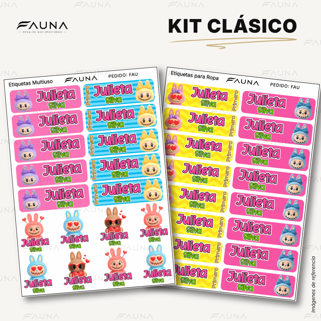 Muñeca Kawaii Colorida 🌈 - Etiquetas Escolares Premium Personalizadas