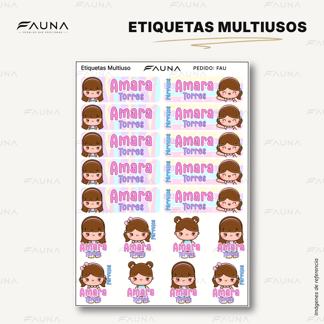 Niñas Kawaii 🌸 - Etiquetas Escolares Premium Personalizadas
