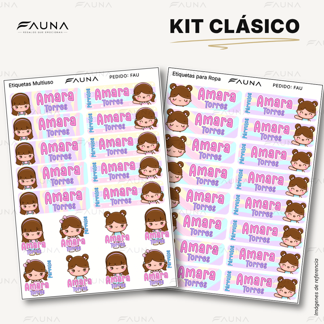 Niñas Kawaii 🌸 - Etiquetas Escolares Premium Personalizadas