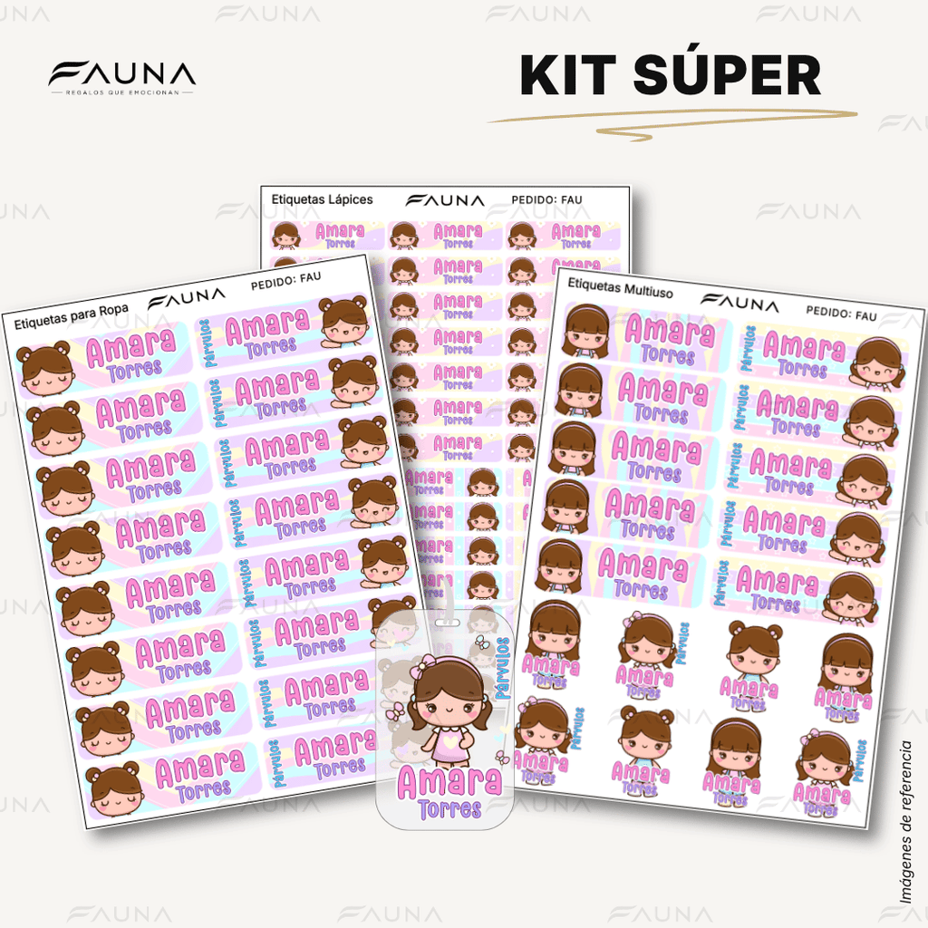 Niñas Kawaii 🌸 - Etiquetas Escolares Premium Personalizadas