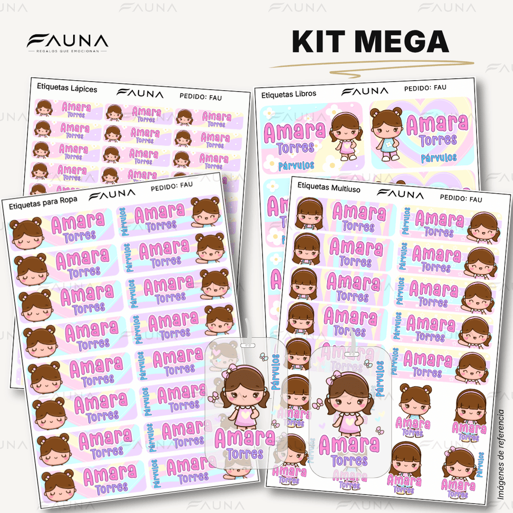 Niñas Kawaii 🌸 - Etiquetas Escolares Premium Personalizadas