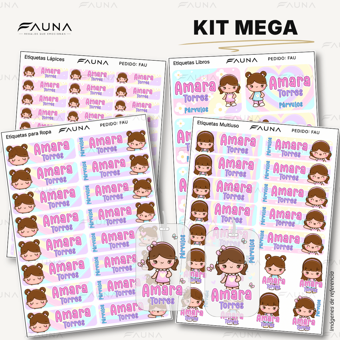 Niñas Kawaii 🌸 - Etiquetas Escolares Premium Personalizadas