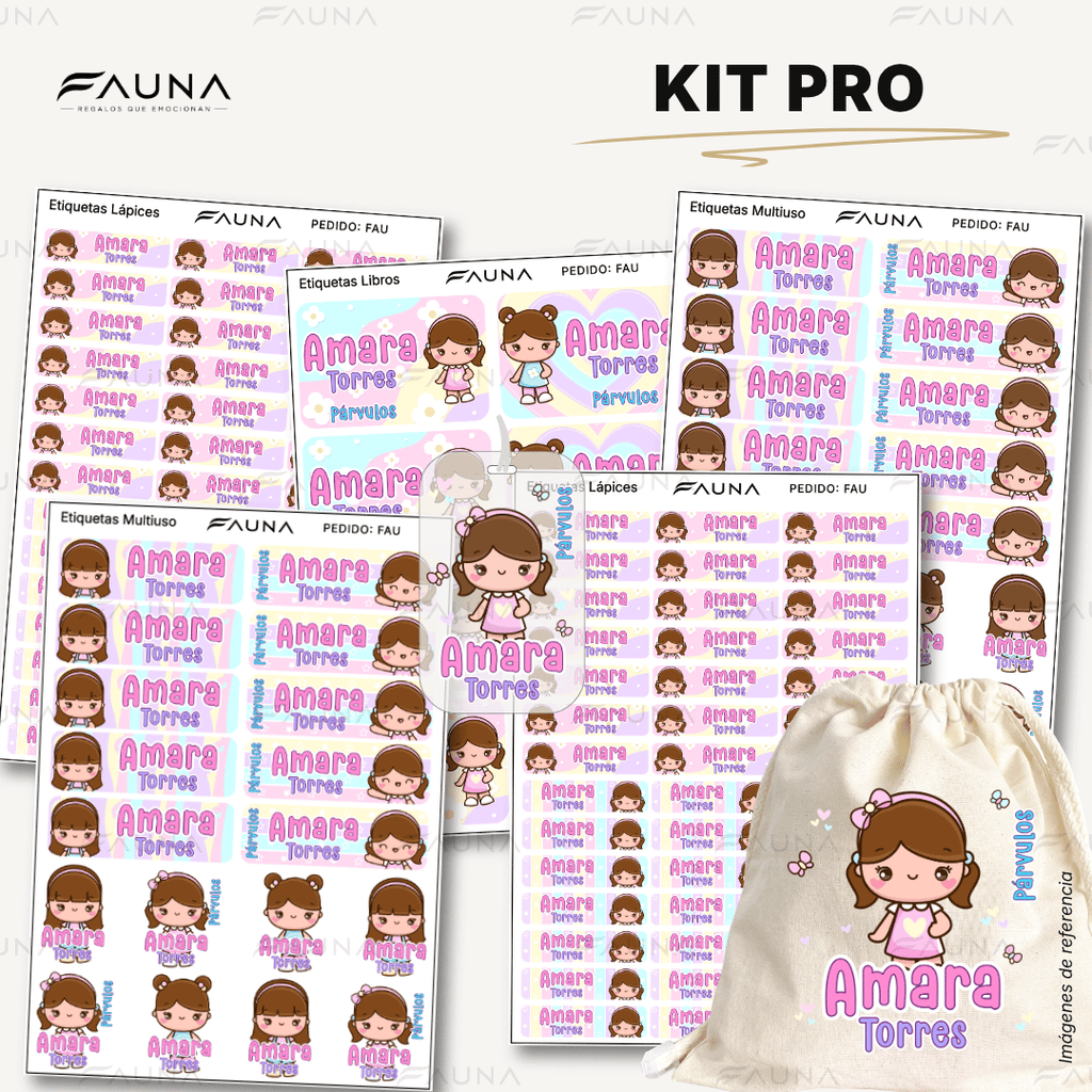 Niñas Kawaii 🌸 - Etiquetas Escolares Premium Personalizadas
