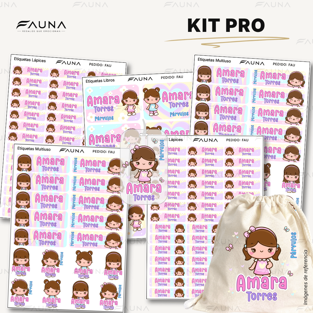 Niñas Kawaii 🌸 - Etiquetas Escolares Premium Personalizadas