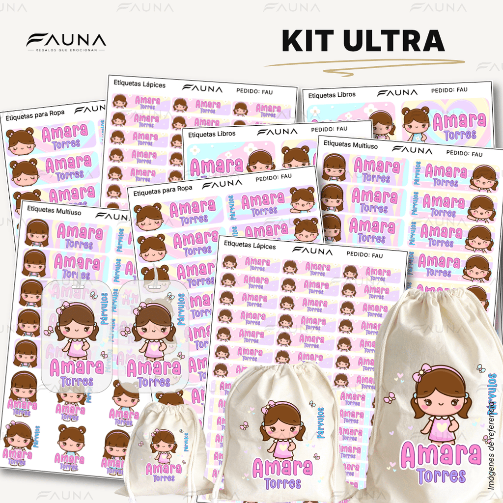 Niñas Kawaii 🌸 - Etiquetas Escolares Premium Personalizadas