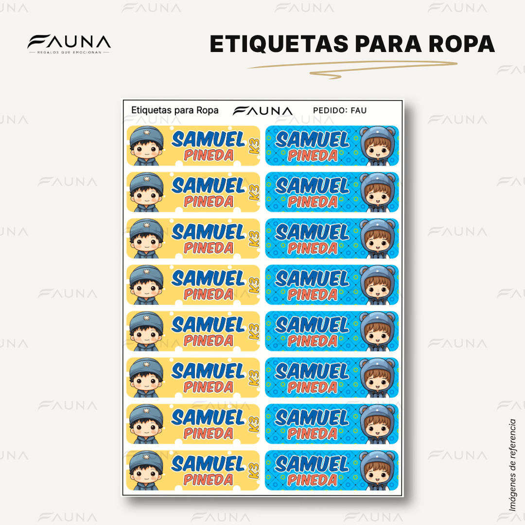 Niños Kawaii 🌟 - Etiquetas Escolares Premium Personalizadas