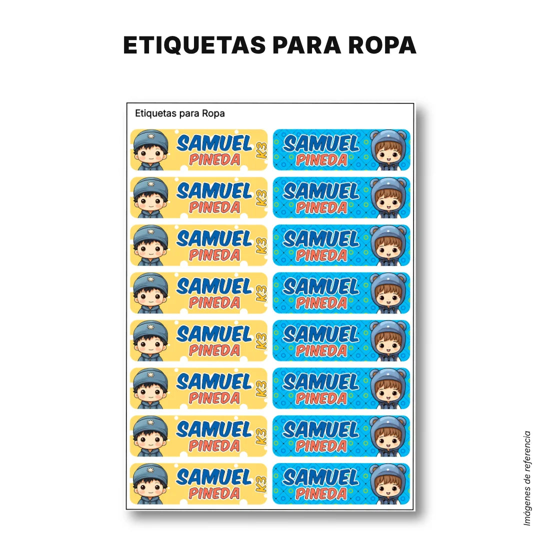 Niños Kawaii – Etiquetas Escolares Personalizadas