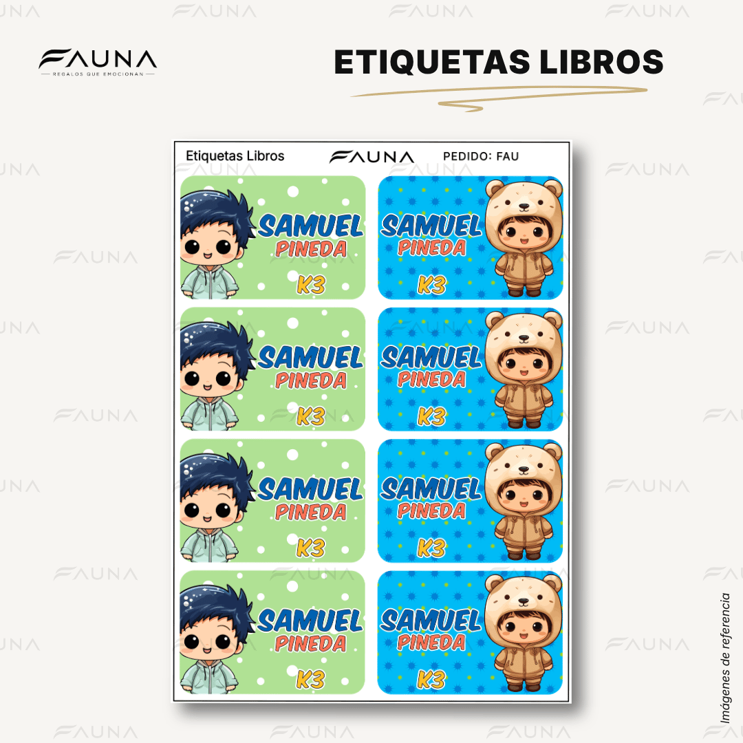 Niños Kawaii 🌟 - Etiquetas Escolares Premium Personalizadas