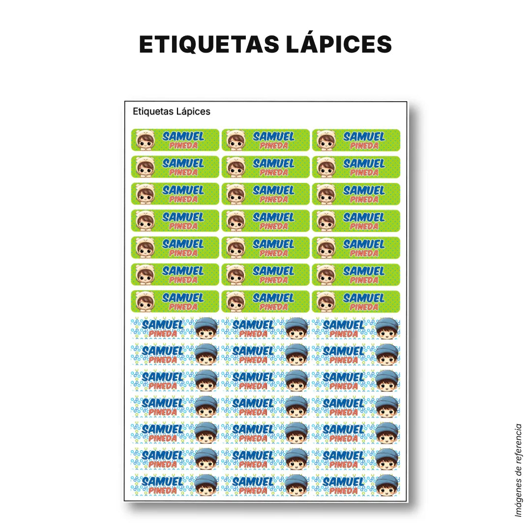 Niños Kawaii – Etiquetas Escolares Personalizadas