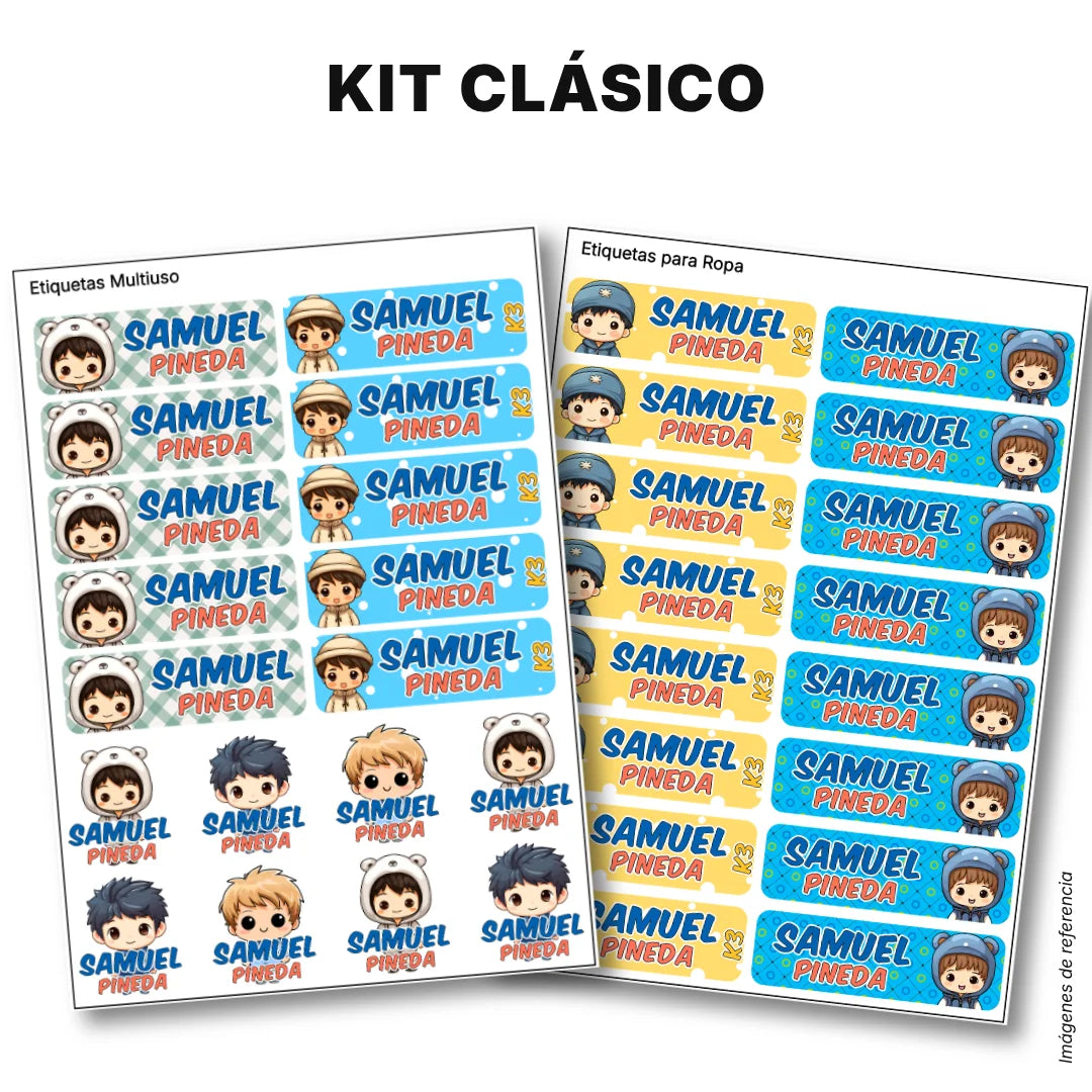 Niños Kawaii – Etiquetas Escolares Personalizadas