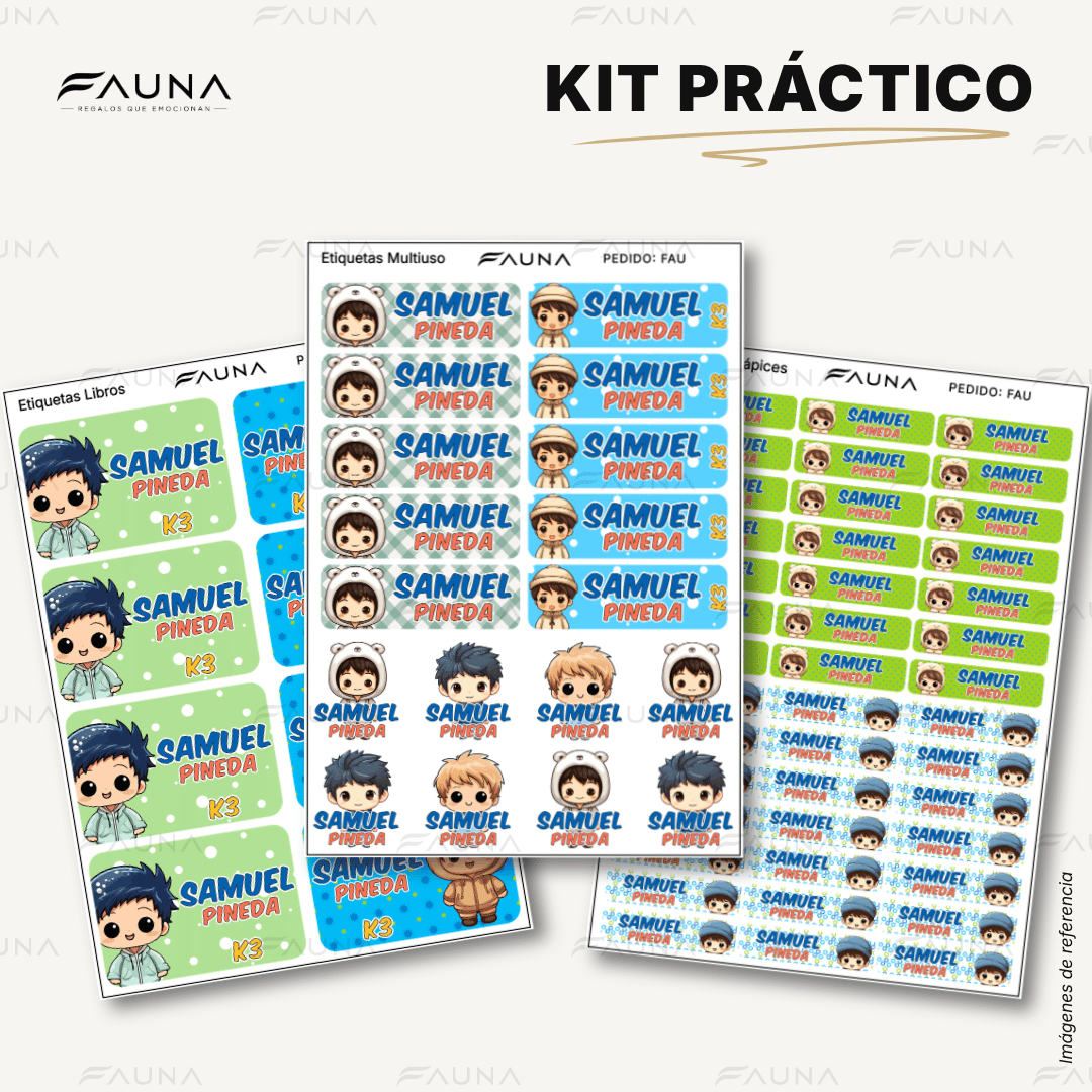 Niños Kawaii 🌟 - Etiquetas Escolares Premium Personalizadas