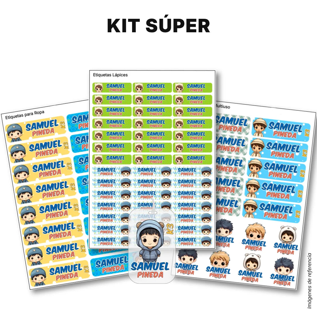 Niños Kawaii – Etiquetas Escolares Personalizadas