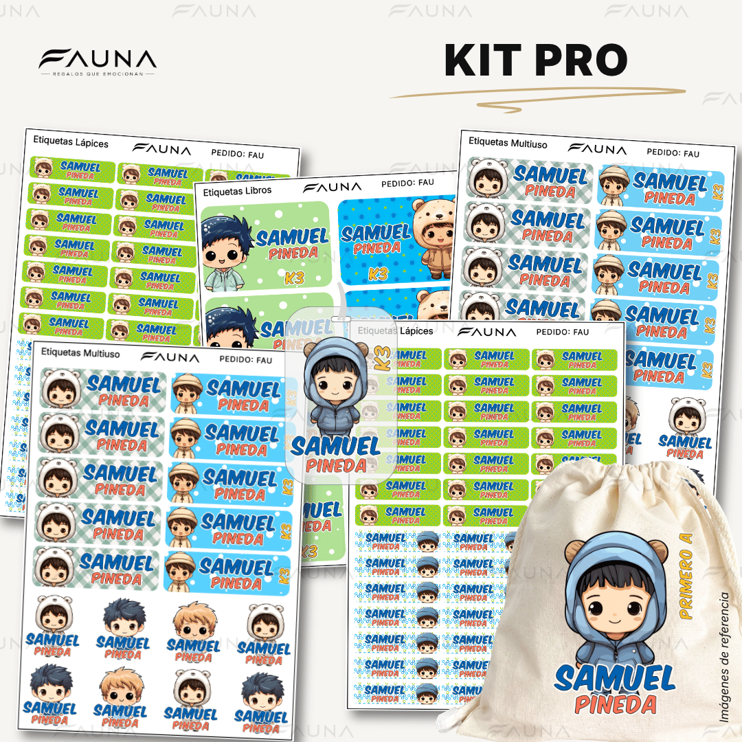 Niños Kawaii 🌟 - Etiquetas Escolares Premium Personalizadas