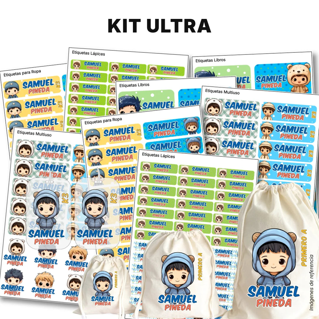 Niños Kawaii – Etiquetas Escolares Personalizadas