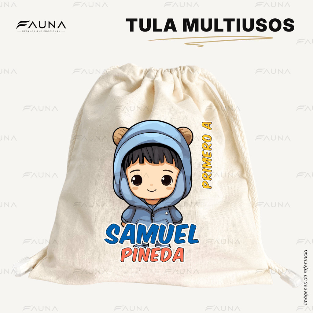 Niños Kawaii 🌟 - Tula personalizada para niño – multiusos con nombre