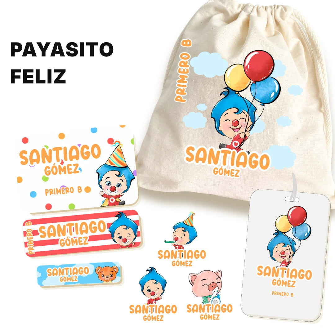 Payasito Feliz – Etiquetas Escolares Personalizadas