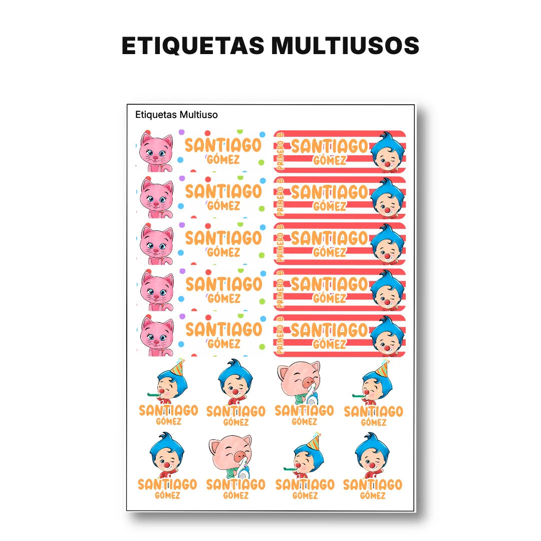 Payasito Feliz – Etiquetas Escolares Personalizadas