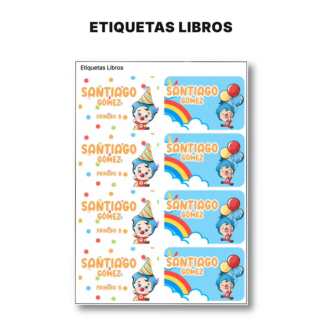 Payasito Feliz – Etiquetas Escolares Personalizadas