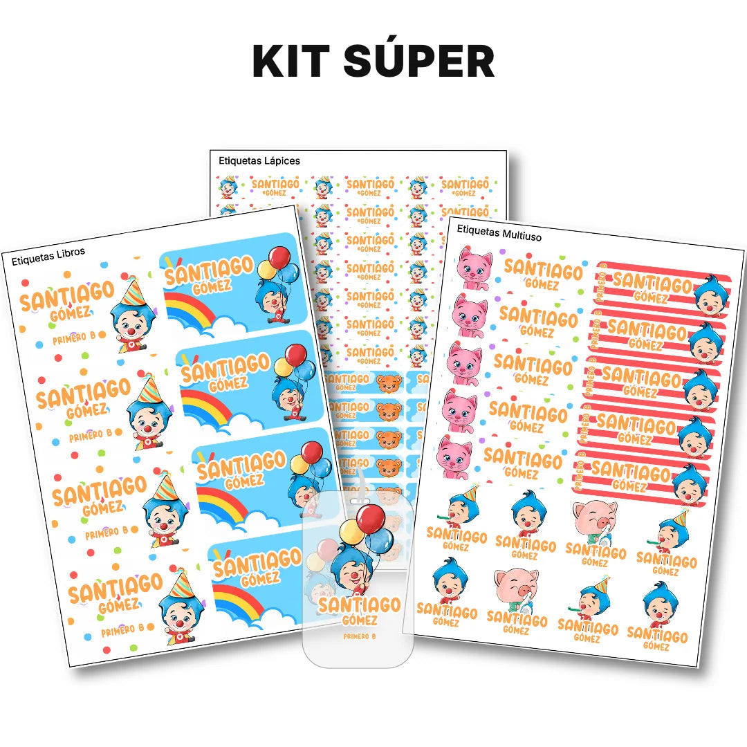 Payasito Feliz – Etiquetas Escolares Personalizadas