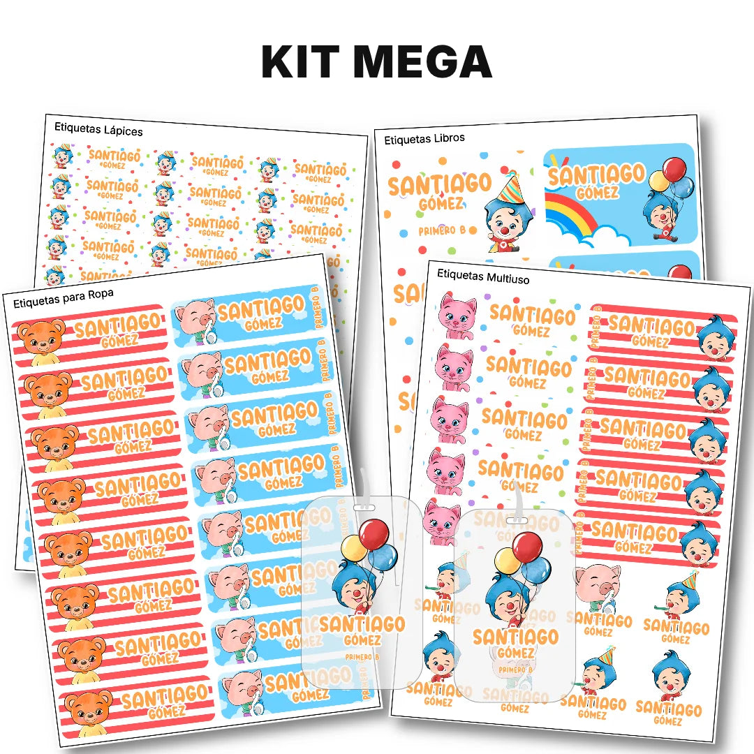 Payasito Feliz – Etiquetas Escolares Personalizadas