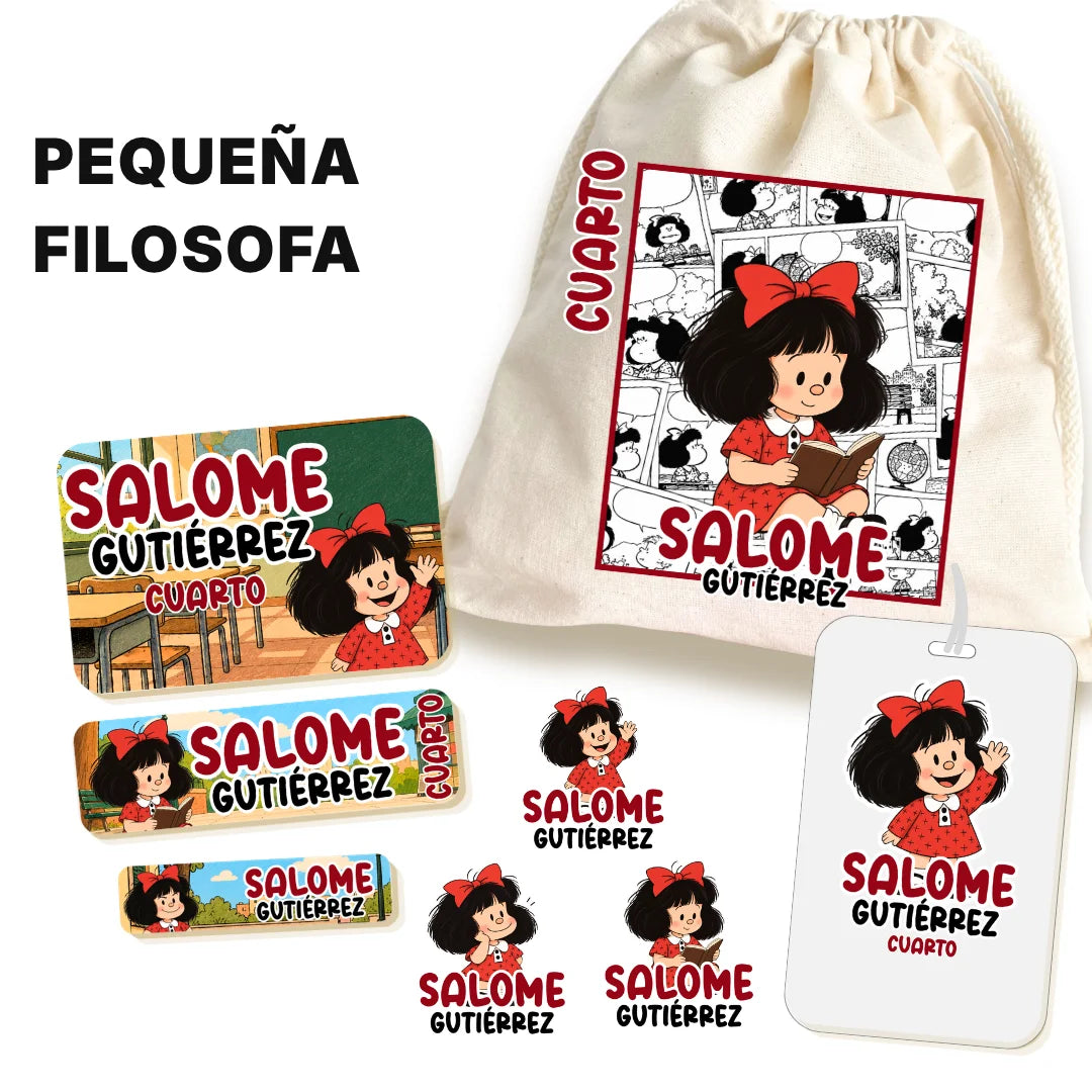Pequeña Filósofa  – Etiquetas Escolares Personalizadas