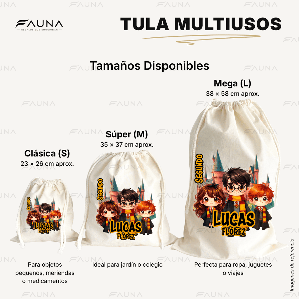 Pequeños Hechiceros 🪄 - Tula personalizada para niños – multiusos con nombre