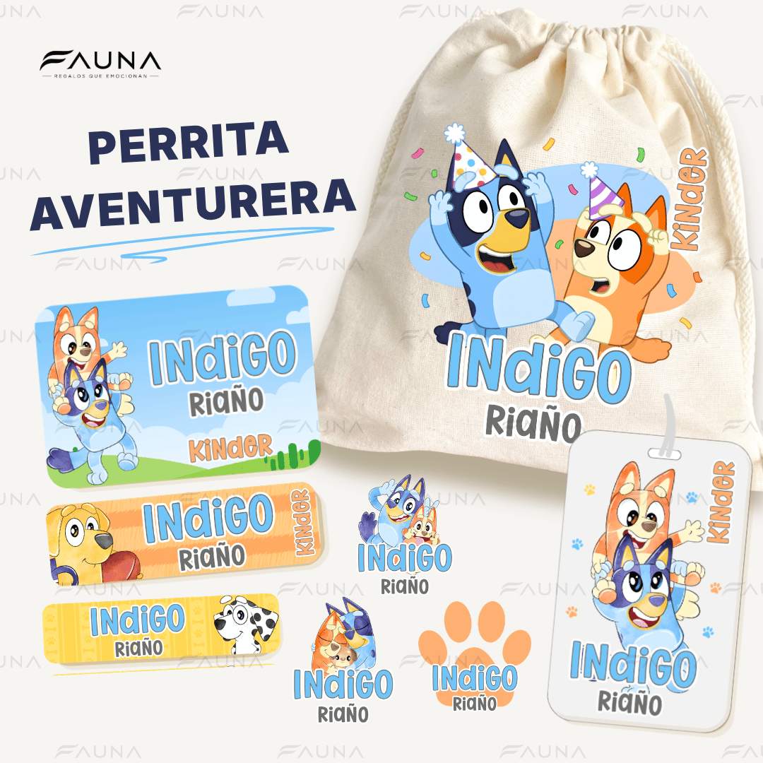 Perrita Aventurera 🐾 - Etiquetas Escolares Premium Personalizadas