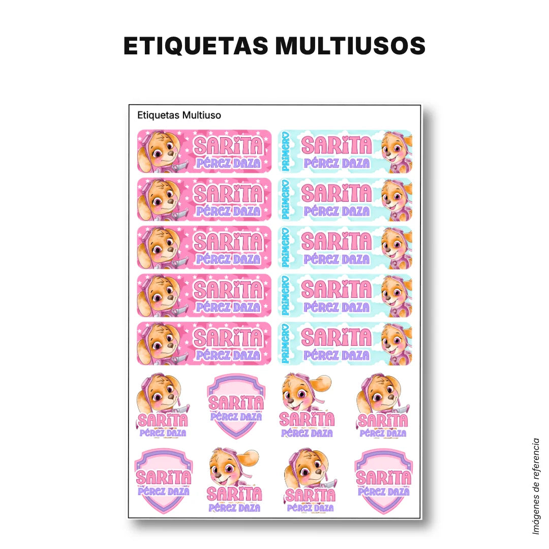 Perrita Piloto Aventurera – Etiquetas Escolares Personalizadas