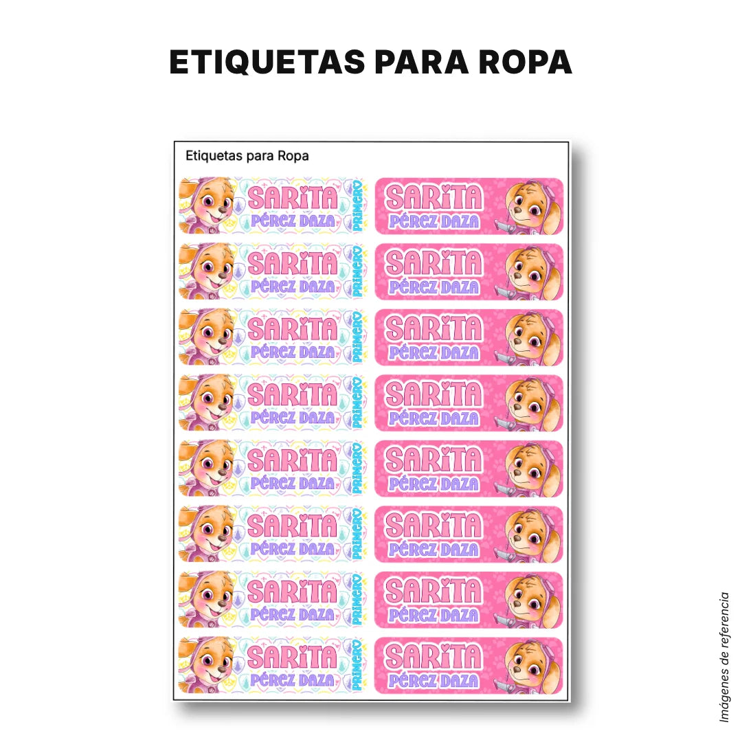 Perrita Piloto Aventurera – Etiquetas Escolares Personalizadas