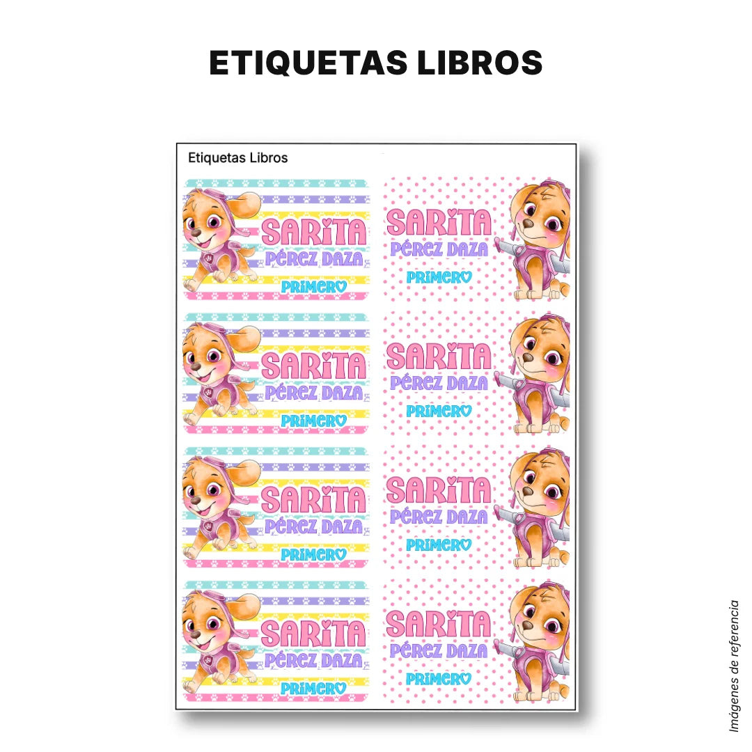 Perrita Piloto Aventurera – Etiquetas Escolares Personalizadas