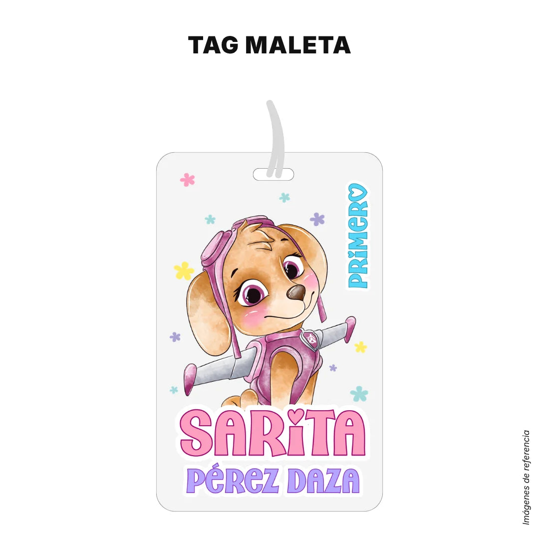 Perrita Piloto Aventurera – Etiquetas Escolares Personalizadas