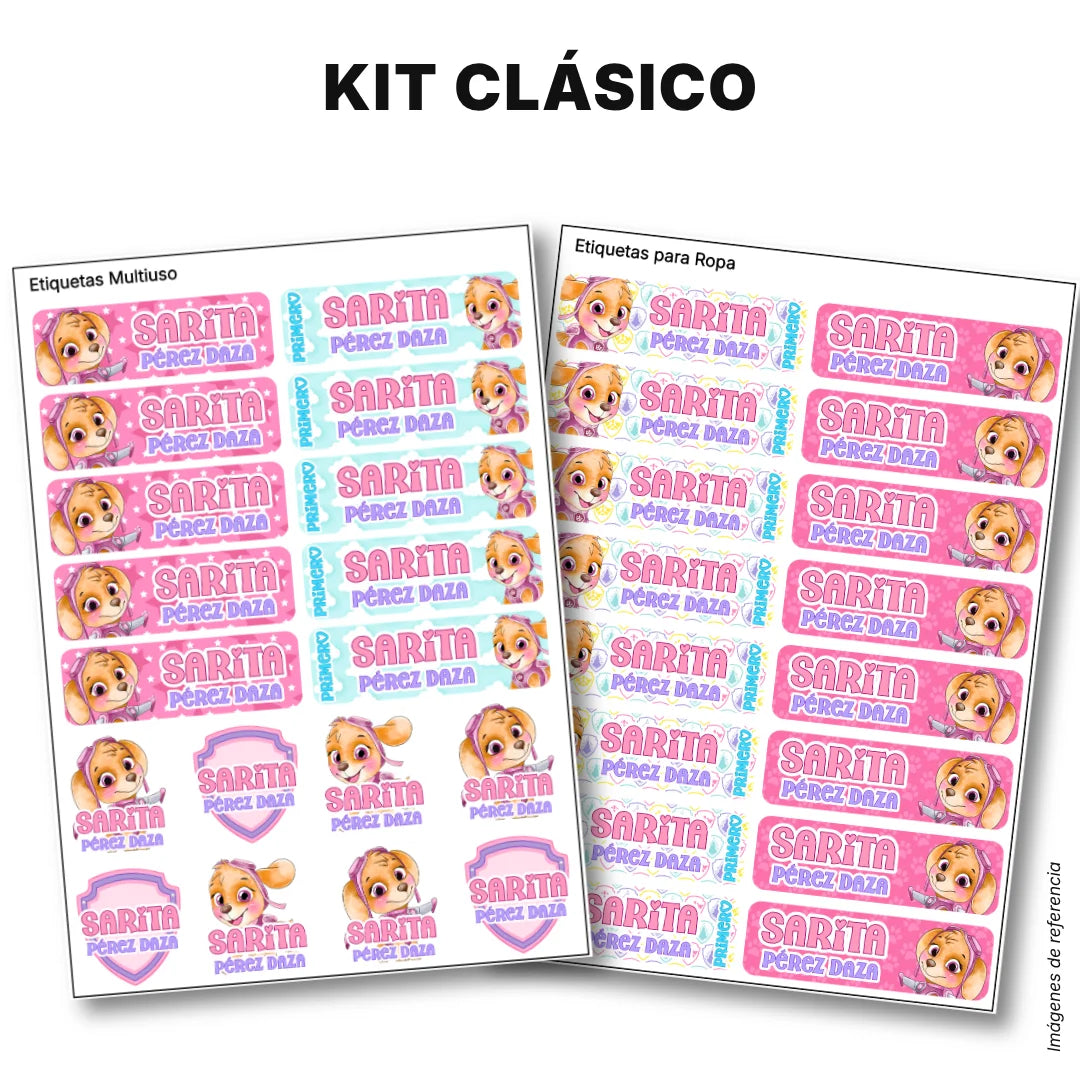 Perrita Piloto Aventurera – Etiquetas Escolares Personalizadas