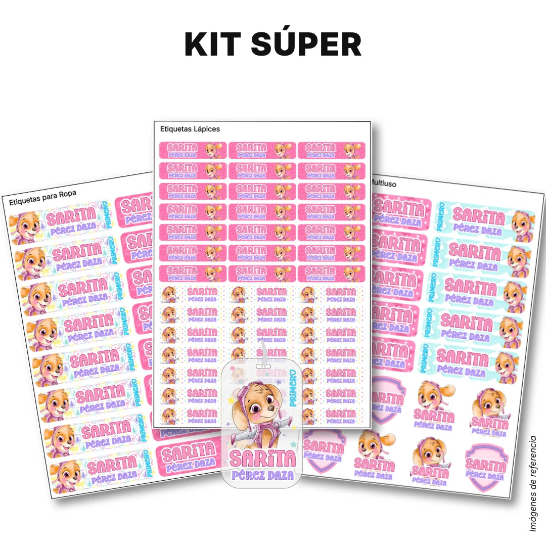 Perrita Piloto Aventurera – Etiquetas Escolares Personalizadas