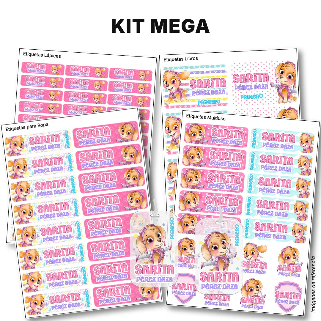 Perrita Piloto Aventurera – Etiquetas Escolares Personalizadas