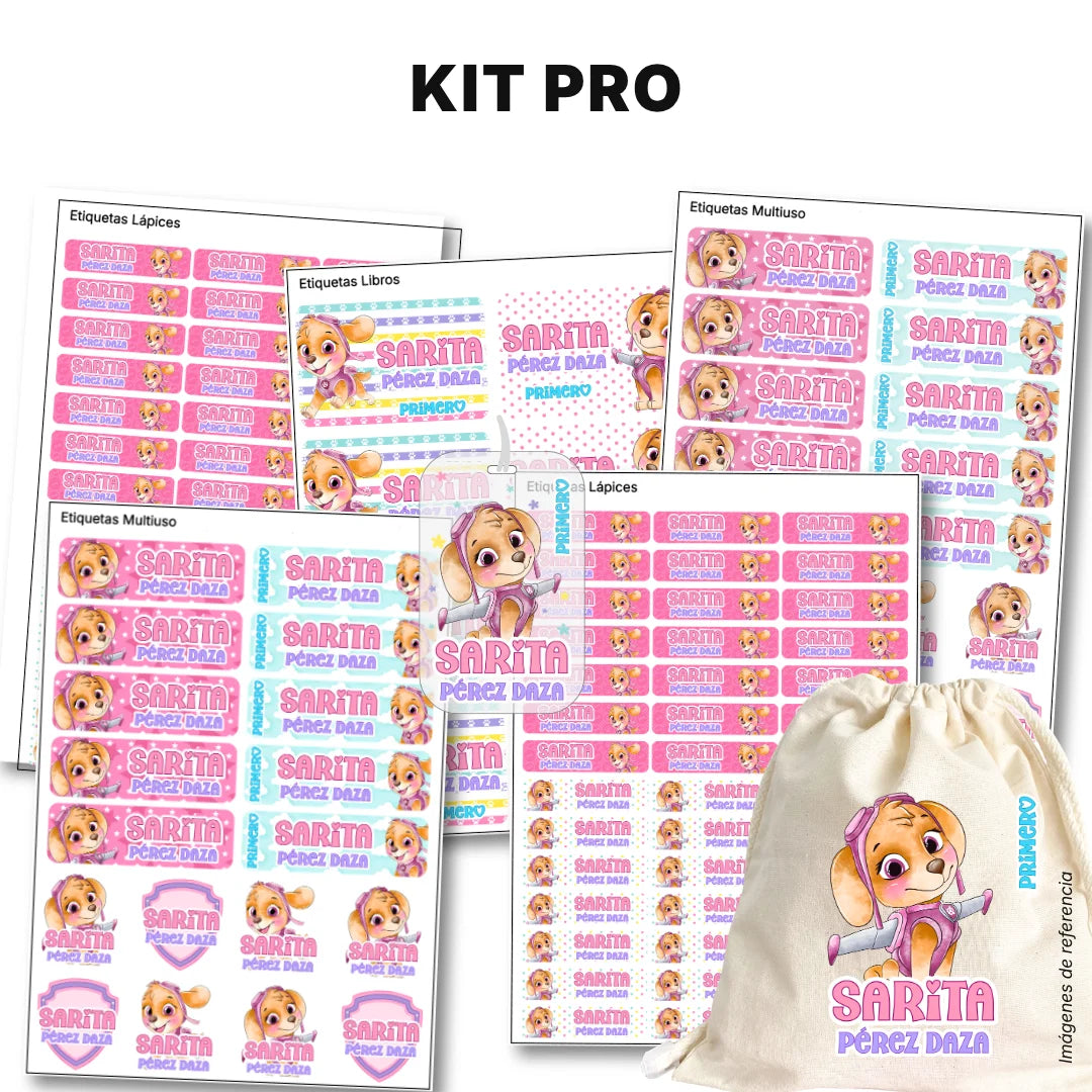 Perrita Piloto Aventurera – Etiquetas Escolares Personalizadas